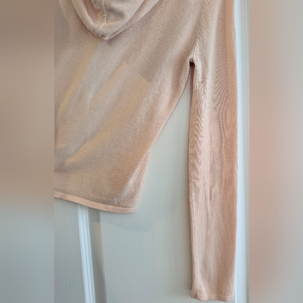Anthropologie Moth Light Pink Contrast Stripes Hooded Button Up Cardigan Size S - Picture 12 of 13